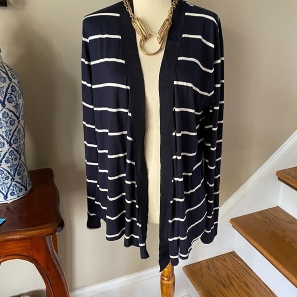 Ann Taylor Lightweight Navy Open Front Cardigan M - Picture 4 of 6